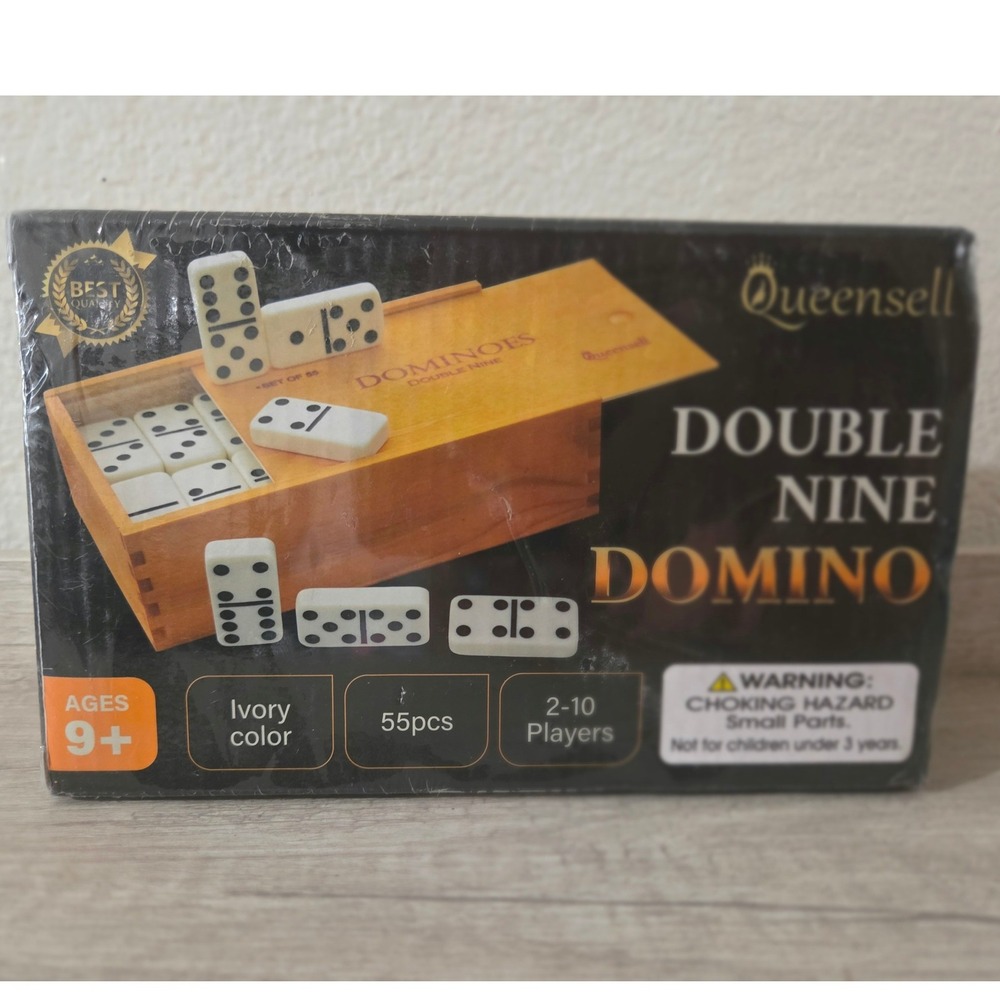 Domino Set for Family Game Nights - Double Nine Dominos Set 55 Tiles with‎ Case